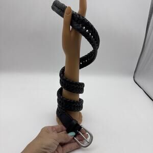 Western Woven Braided Belt Men's Black Bonded on Genuine Leather Size 34